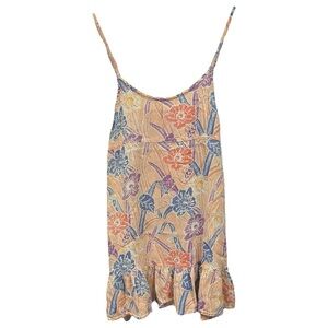 Urban Outfitters Women’s Sleeveless Floral‎ Peach Ruffle Mini Sun Dress  Sz M